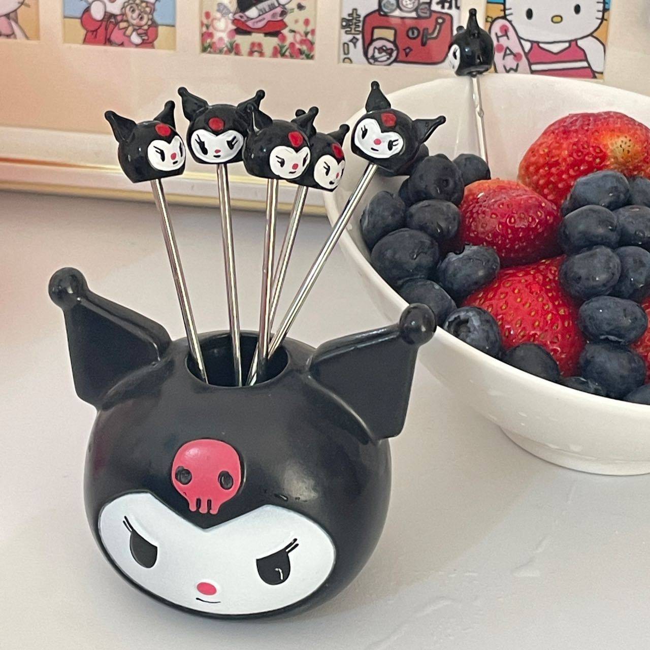 库洛米水果叉可爱水果骷髅米不锈钢水果签收纳罐儿童安全家用,餐饮具,水果叉/水果签,淘宝优惠券,粉丝福利购,淘宝优惠卷