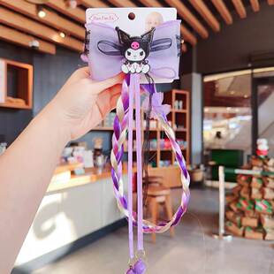 库洛米蝴蝶结发夹酷乐米亮片超仙假发辫子发卡女童发饰儿童女孩子