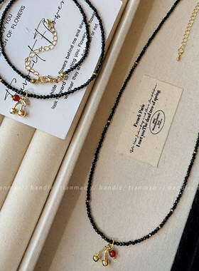 甜甜酷酷的超百搭~樱桃吊坠项链