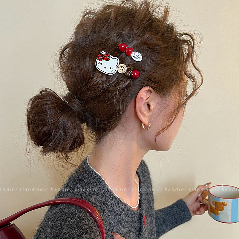 可爱KT猫卡通发夹女2025新款