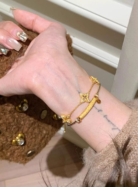 微笑虎眼石黑金色项链手链轻奢贵气小香风锁骨链吊坠配饰女友礼物