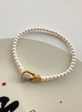 新款简约珍珠花朵手链复古轻奢百搭串珠财源滚滚古风手环闺蜜礼物
