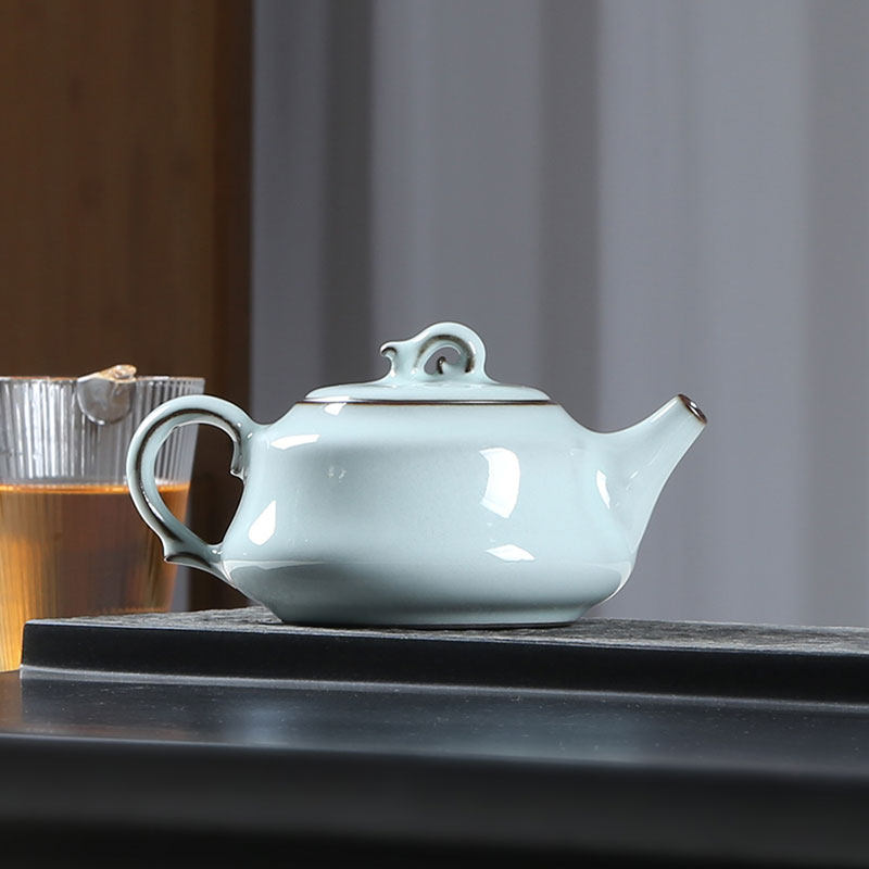 高端纯手工青瓷铁胎功夫茶具套装陶瓷大号家用客厅泡茶壶茶杯送礼