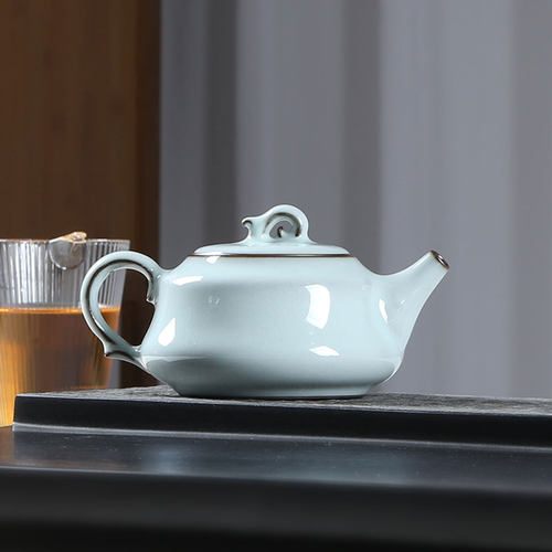 龙泉青瓷哥窑铁胎手工茶壶