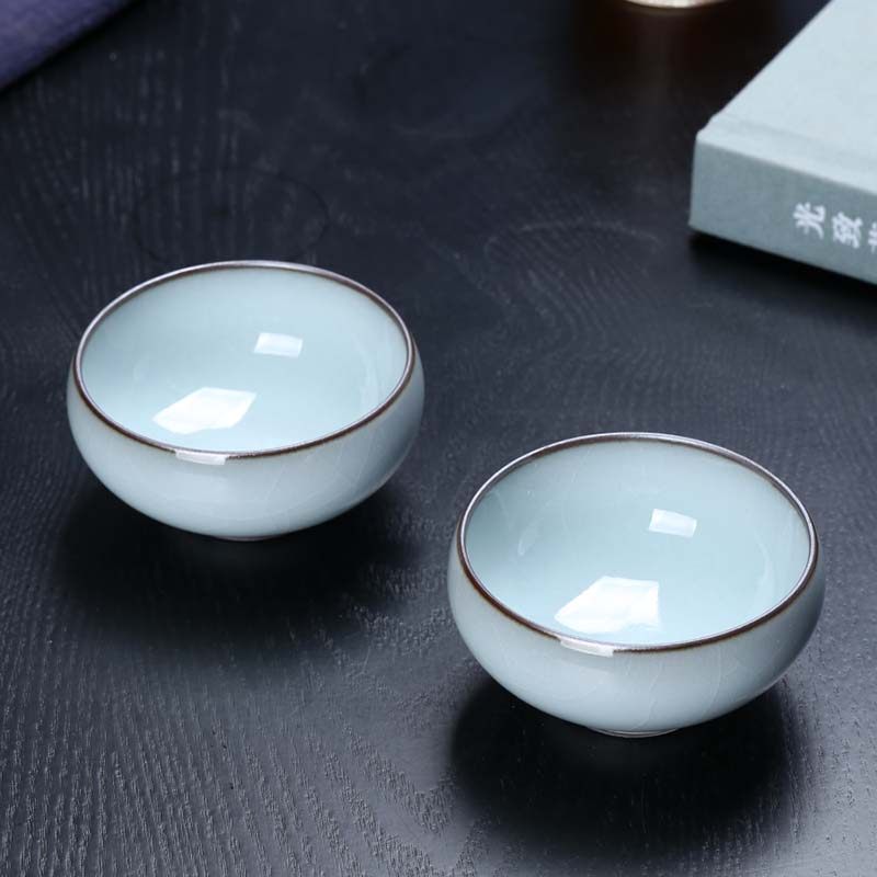 青瓷单个功夫茶杯茶具品茗杯小茶盏哥窑铁胎冰裂纹主人杯陶瓷单杯,餐饮具,茶杯,淘宝优惠券,粉丝福利购,淘宝优惠卷