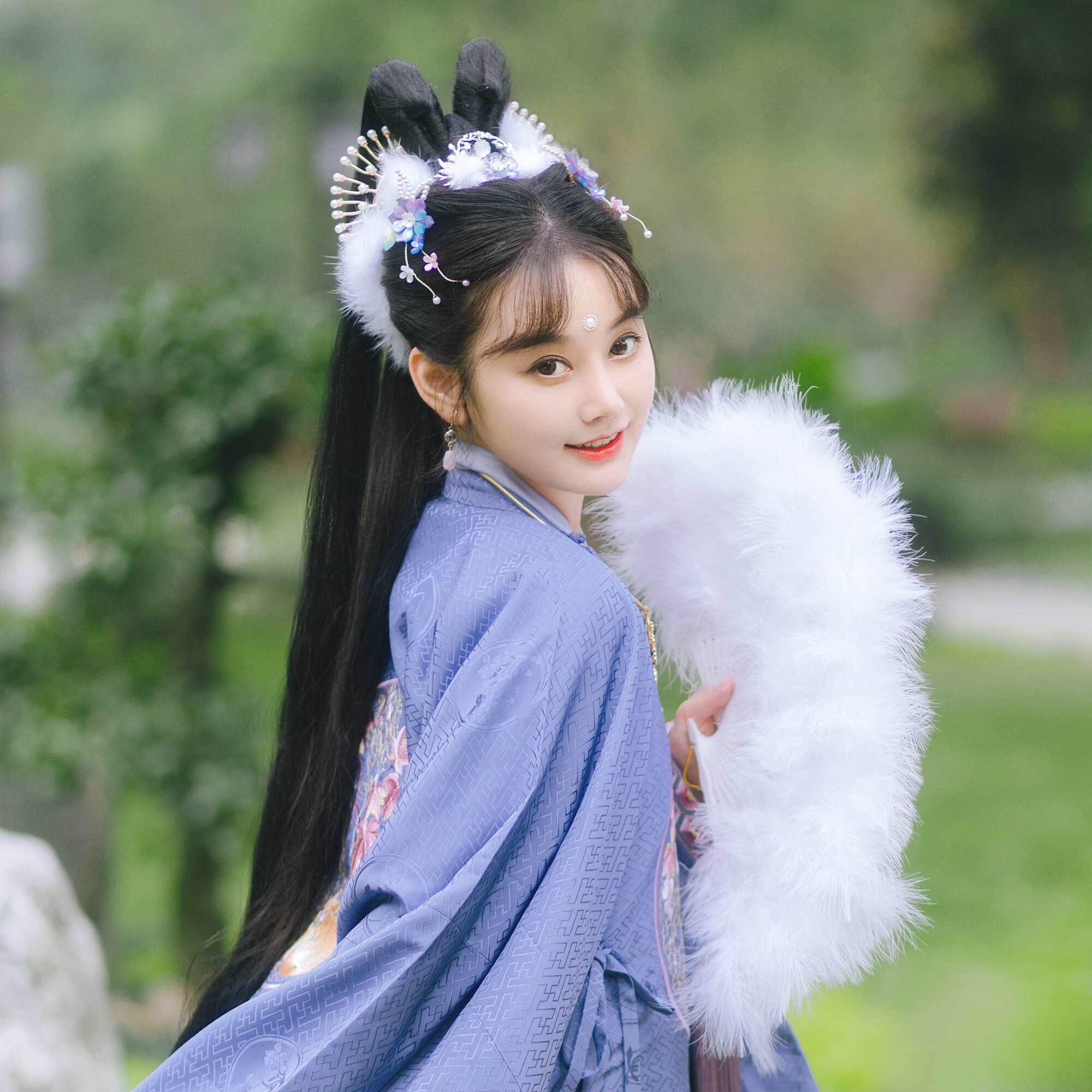 正品后雨山古风汉服秋冬可爱小兔子兔耳朵假发包双头发髻仙女发条