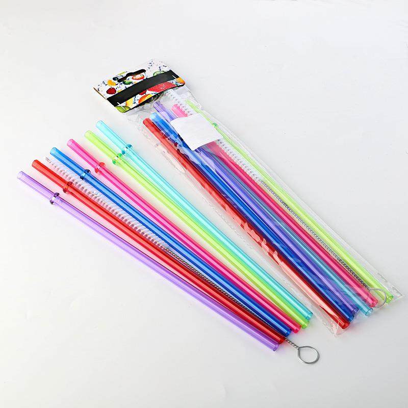 PETG塑料吸管带吸管刷套装可重复使用硬吸管水杯带扣吸管定制