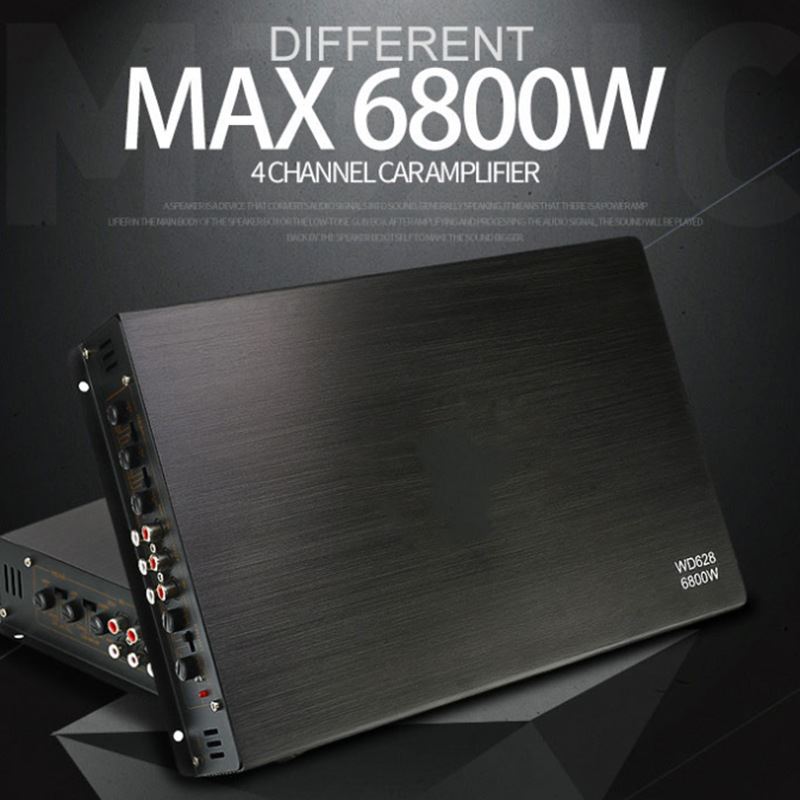 汽车音响四路功放KL628 4声道车载功放12V6800W大功率放大器