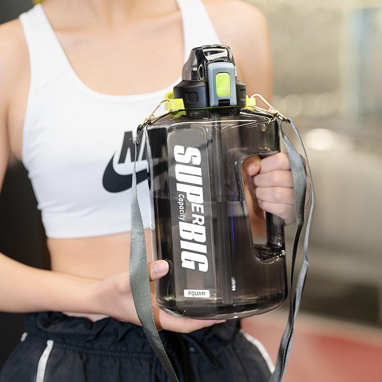 简约水杯大容量夏季女高颜值吸管水壶塑料运动健身吨桶吨学生杯子