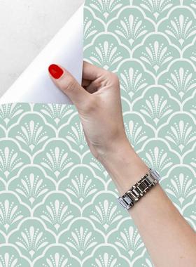 跨境wallpaper蓝白巴洛克背景墙纸客厅卧室墙面改造家具贴纸RW020