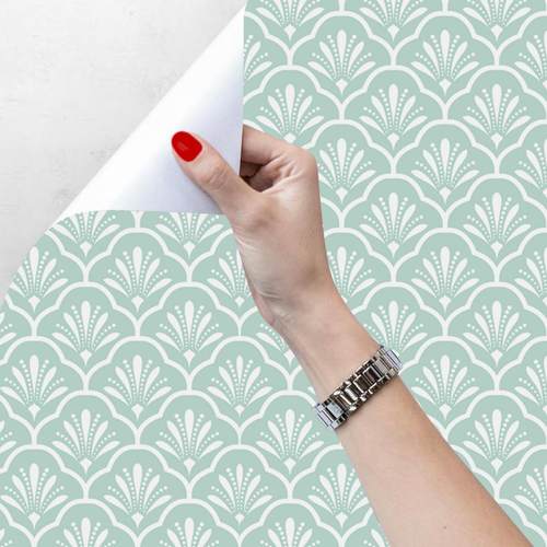 跨境wallpaper蓝白巴洛克背景墙纸客厅卧室墙面改造家具贴纸RW020