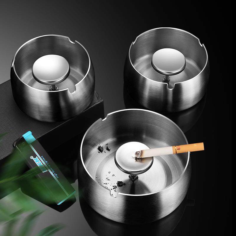 创意不锈钢烟灰缸防风带柱多功能烟缸家用客厅酒店烟盅批发