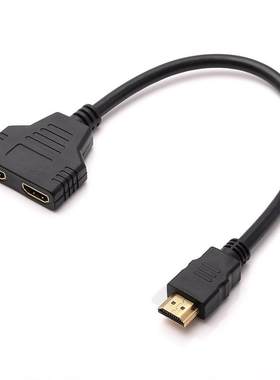 HDMI一分二 转换线 HDMI分配器 一拖二 分屏线 HDMI1.4V 一分二定制