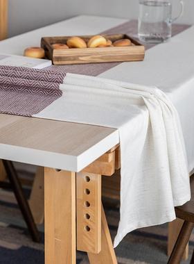 外贸现代简约长方形条纹棉麻桌布餐桌布艺家用防尘面料 9815定制