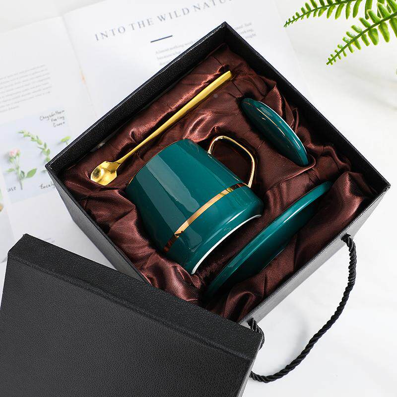 轻奢简约欧式陶瓷咖啡杯套装下午茶陶瓷杯带盖logo送礼定制