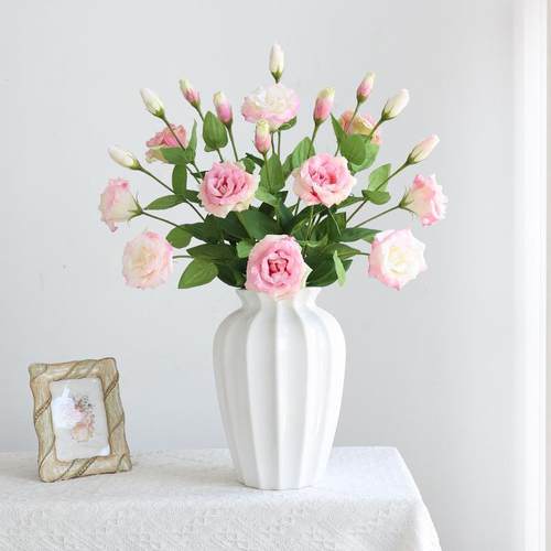 高端手感保湿绢布2头洋桔梗仿真花 家居装饰摆件摄影道具摆设假花