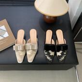 包头半拖女鞋 2027年中式 40码 绣花复古细跟小方头长期现货加码