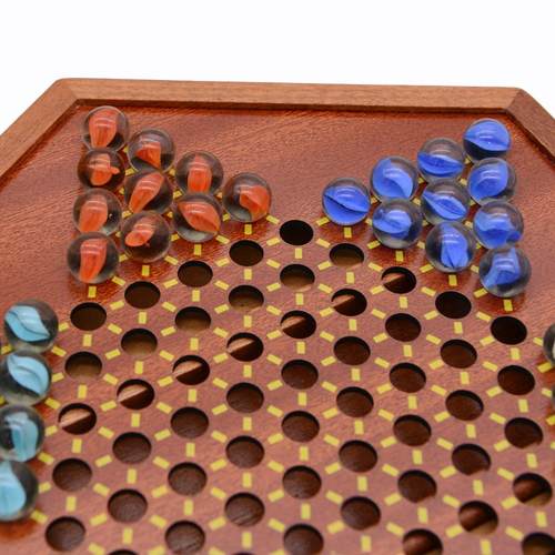 厂家直销跳棋玻璃球木质桌上游戏棋牌竞技益智玩具抽屉式便携收纳