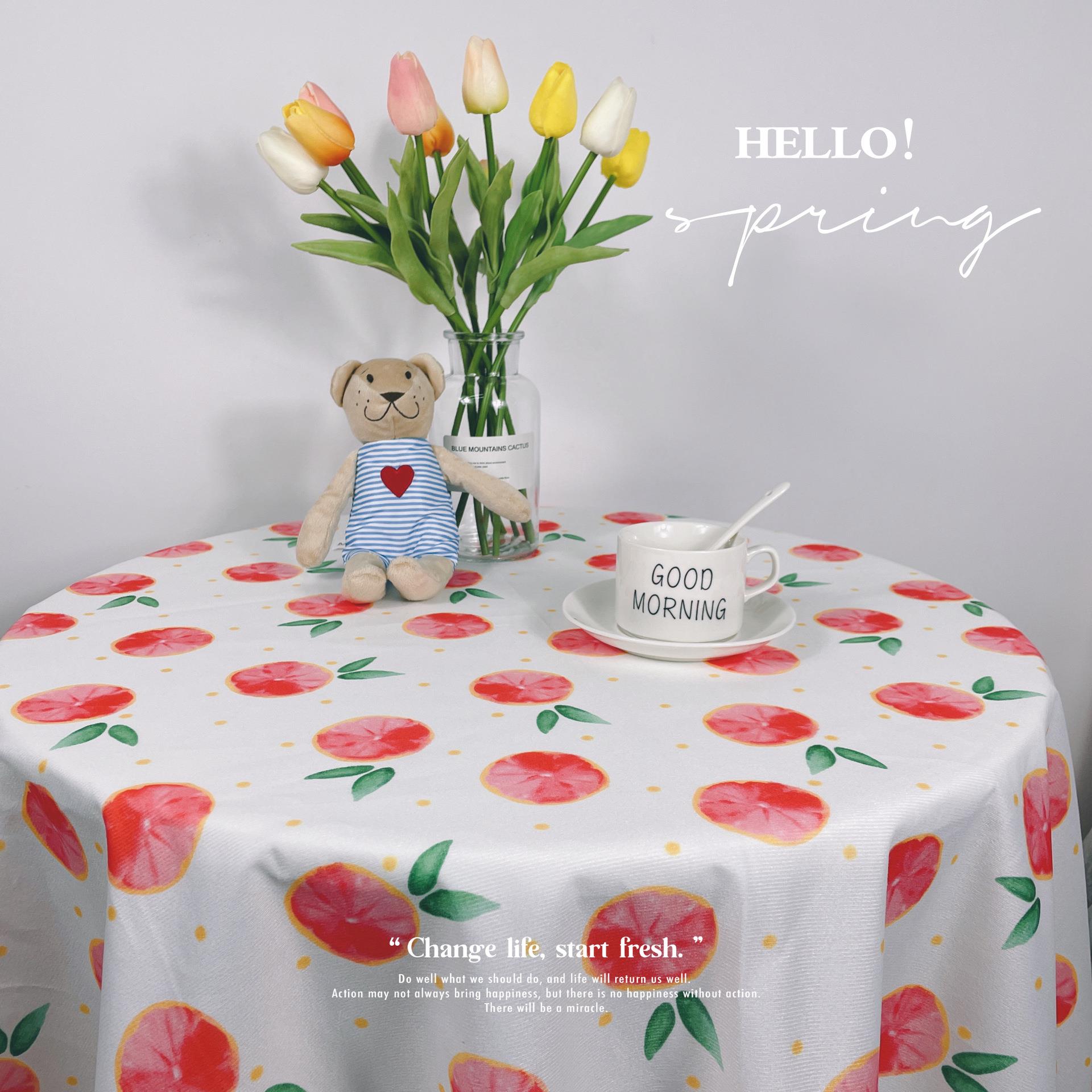 清新西柚桌布网红ins长方形家用宿舍餐桌野餐垫桌布现货定制