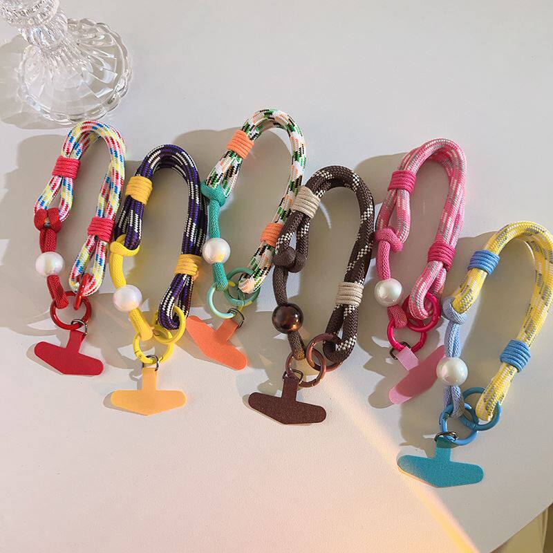 韩风ins彩色编织腕带绳短款手机壳挂绳链条编织尼龙绳钥匙扣挂链