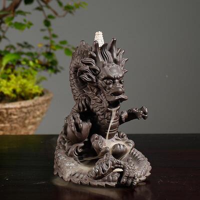 跨境新品紫砂龙倒流香炉 创意中国龙香薰炉家居饰品工艺摆件定制