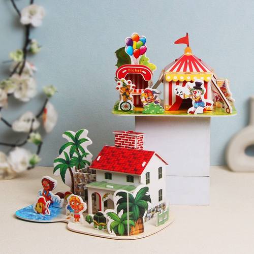 摆摊DIY手工制作材料包3D立体拼图纸质模型益智幼儿园玩具小礼品