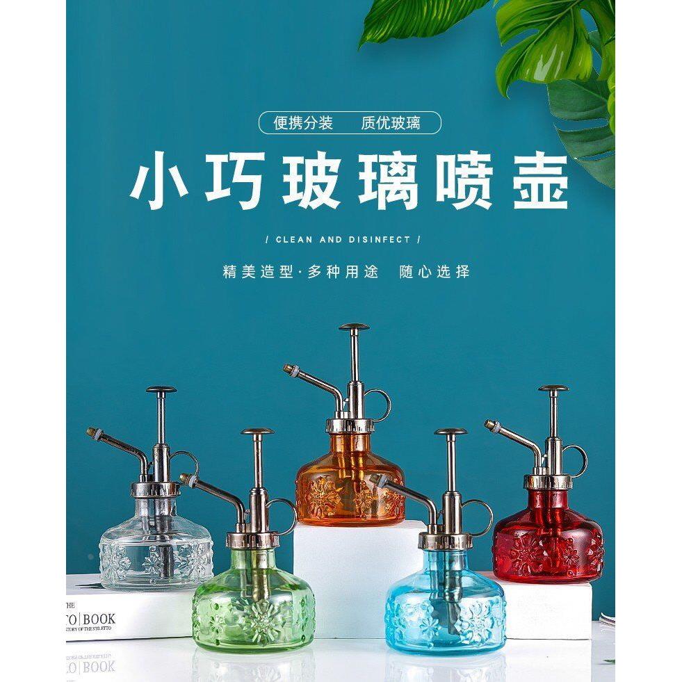 玻璃喷壶ins欧式复古园艺洒水壶玻璃家用小型压力浇水喷雾瓶摆件