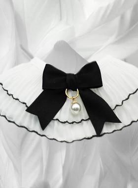 宠物蕾丝项圈白色双层蕾丝围嘴猫咪狗狗可调节口水巾拍照饰品