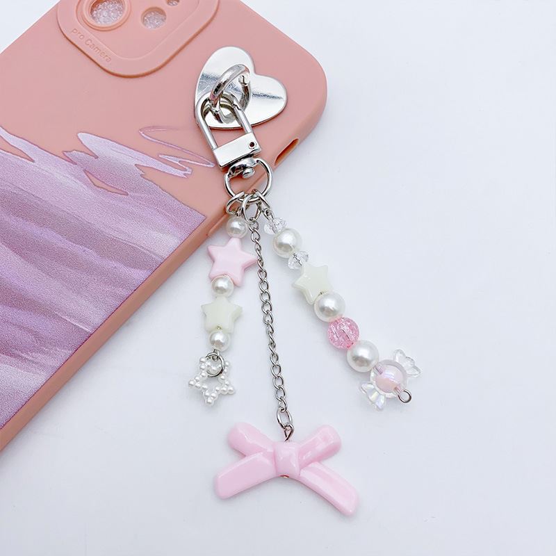 日韩系ins风甜美马卡龙色系五角星串珠钥匙扣可爱亚文化包包配饰