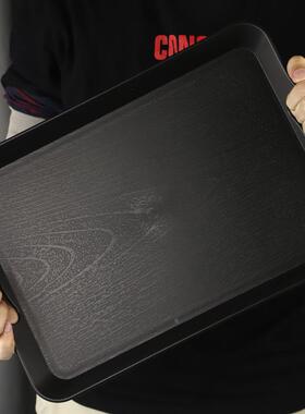 托盘塑料长方形商用双耳提手白色托盘家用大号餐厅水杯快餐托盘定