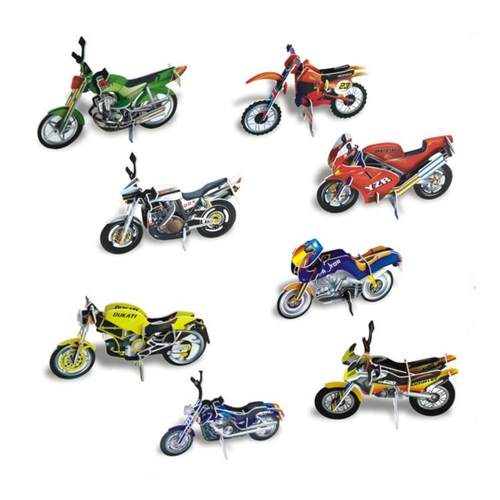 幼儿园3D立体拼图赠品自己动手制作摩托车模型早教宝宝DIY玩玩