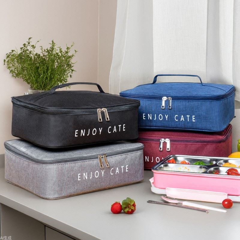 饭盒袋午餐铝箔加厚手拎便当包饭盒包便当盒帆布保温带饭的手提袋