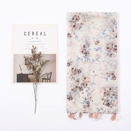 日韩文艺小清新薄款棉麻长纱巾围巾出游海边防晒沙滩巾披肩 XB定