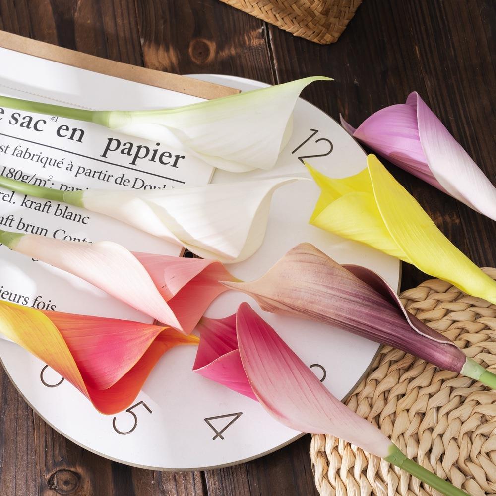 绿植物婚庆跨境直筒马蹄莲仿真花厂家假花装饰品INS风MW01511定制