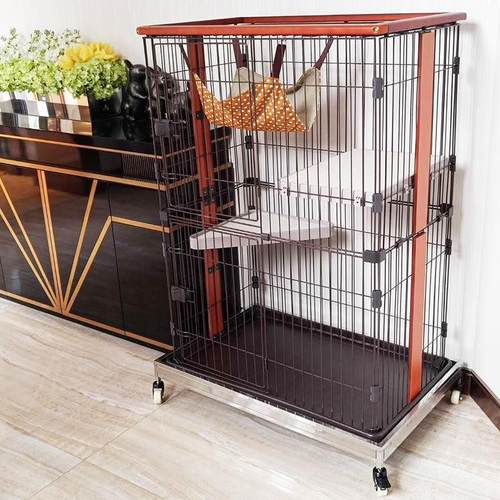 出口宠物猫笼木质三层别