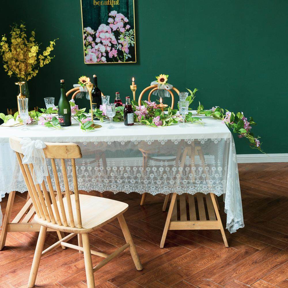 白色蕾丝婚礼聚会装饰餐桌布矩形复古刺绣花盖巾美式轻奢台布定制,居家布艺,桌布,淘宝优惠券,粉丝福利购,淘宝优惠卷