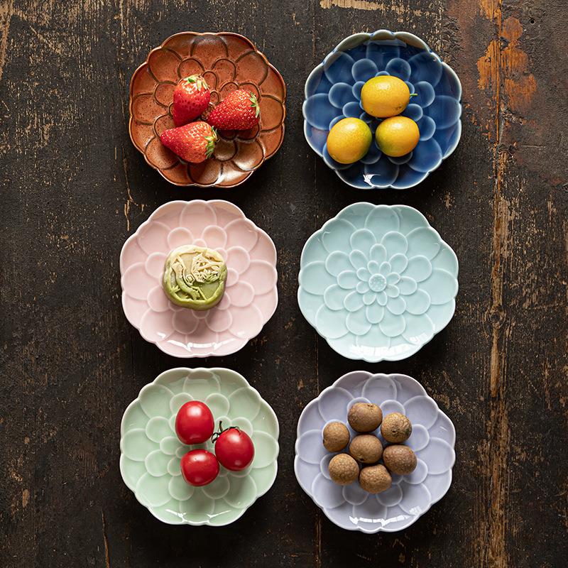 陶瓷精致水果盘中式茶点盘干果碟糕点盘创意点心盘供佛托盘子壶承