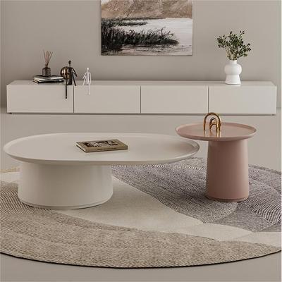 奶油风茶几电视柜组合现代简约客厅家用侘寂风ins网红圆形小户型
