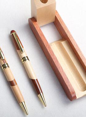创意枫木钢笔签字笔圆珠笔拼木礼盒套装旅游纪念品活动庆典礼品笔定制