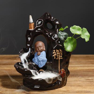 跨境新品陶瓷观赏烟倒流檀香炉创意檀香回流香薰炉工艺品家居摆件