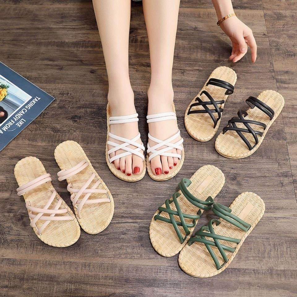 凉拖鞋女款韩版ins学生百搭平底罗马风格网红罗马风厚底沙滩定制