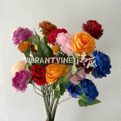 3头洋牡丹婚庆仿真花材路引花排插花背景墙装饰假花 外贸人造花定