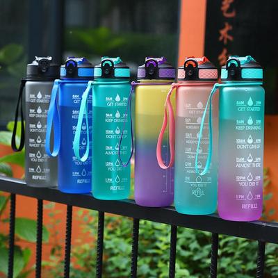 1000ML弹跳水壶渐变色吸管运动杯