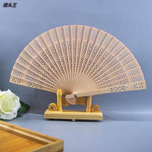 8寸全冲香木扇批发中国特色礼品扇仿檀木扇折扇外贸出口扇LOGO
