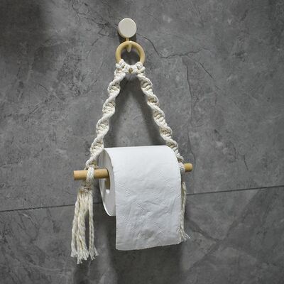手工复古壁挂纸巾架 Hemp rope toilet paper卷纸架免打孔纸巾架
