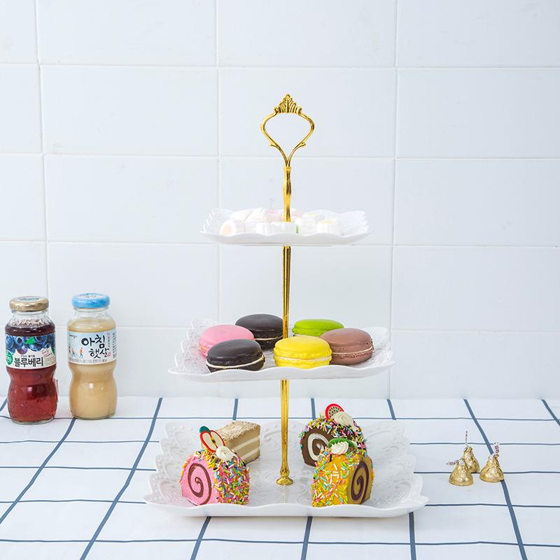 欧式三层点心架蛋糕架多层水果盘糕点盘客厅创意果盘糖果托盘架子