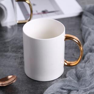灰楼北欧陶瓷马克杯子餐厅咖啡杯早餐牛奶杯创意描金带把水杯LOGO