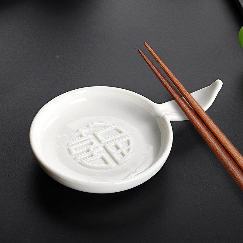 清仓日式调味碟带筷枕陶瓷两用筷架蘸料碟小吃碟醋碟料碟子可制定