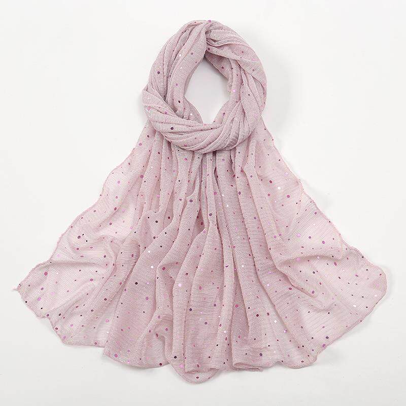 新款热销亮片金银丝长巾 时尚简约女款涤纶围巾保暖遮阳围脖定制