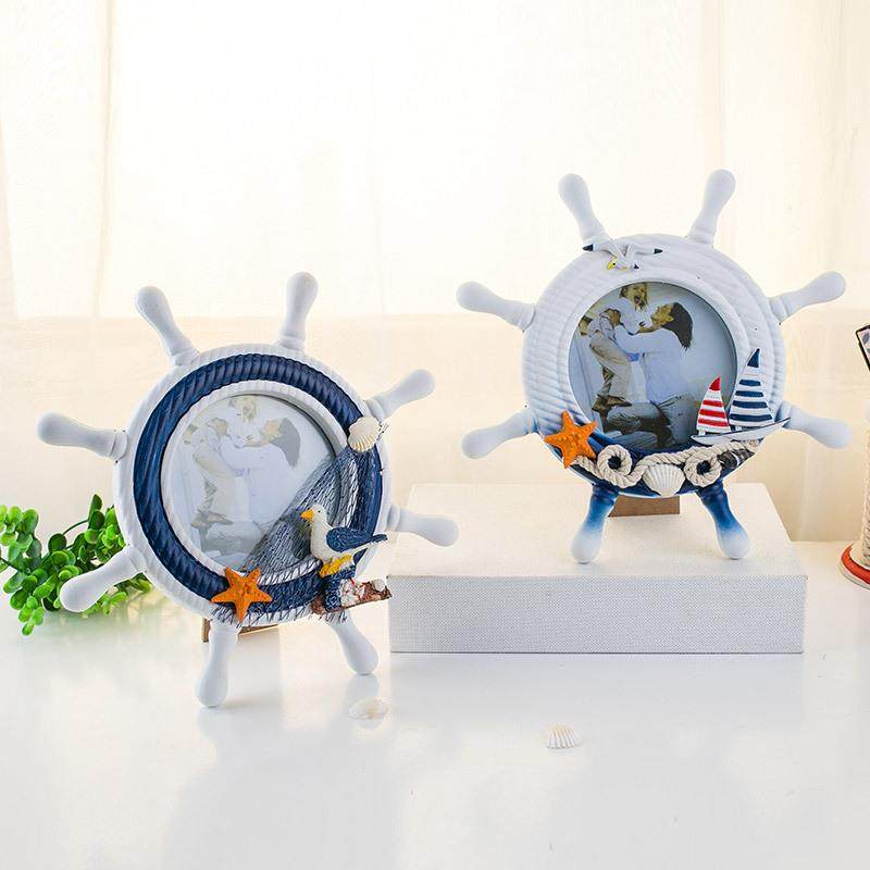 舵手相框相架 做旧 创意个性儿童木质摆件礼物 地中海相框定制